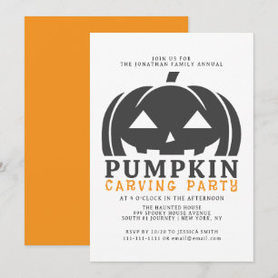 Spooky Jack O Lantern Halloween Carving Party  Invitation