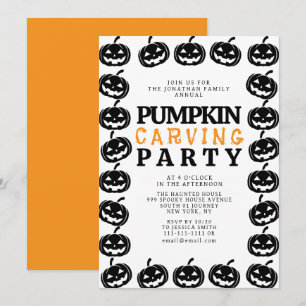 Spooky Jack O Lantern Halloween Carving Party  Invitation