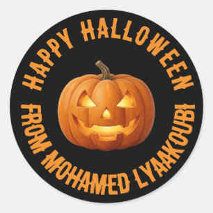 Spooky Jack O Lantern Halloween Classic Round Sticker