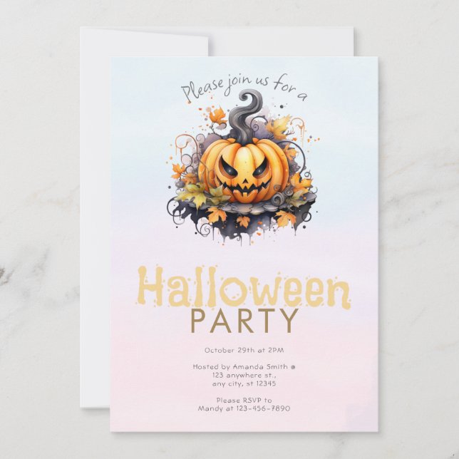 Spooky Jack-O' Lantern Halloween Party Invitation (Front)