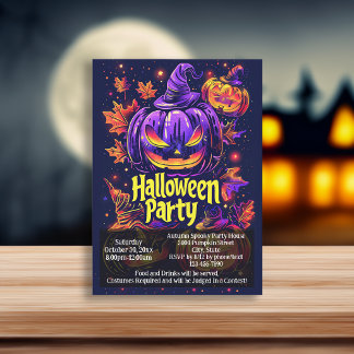 Spooky Jack-O-Lantern Halloween Party Invitation