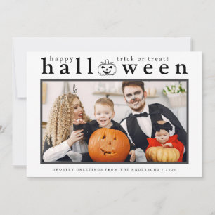 Spooky Jack-o'-lantern Happy Halloween 1 Photo Holiday Card