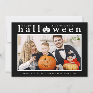 Spooky Jack-o'-lantern Happy Halloween 1 Photo Holiday Card
