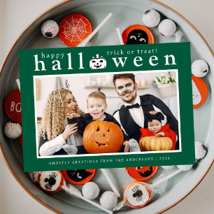 Spooky Jack-o'-lantern Happy Halloween 1 Photo Holiday Card