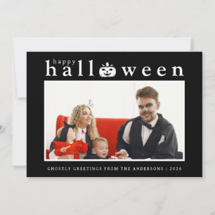 Spooky Jack-o'-lantern Happy Halloween 1 Photo Holiday Card