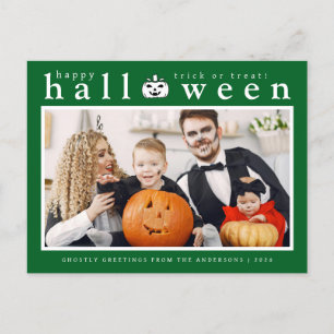 Spooky Jack-o'-lantern Happy Halloween 1 Photo Holiday Postcard