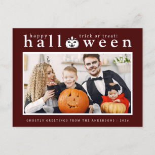 Spooky Jack-o'-lantern Happy Halloween 1 Photo Holiday Postcard