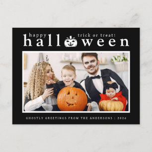Spooky Jack-o'-lantern Happy Halloween 1 Photo Holiday Postcard