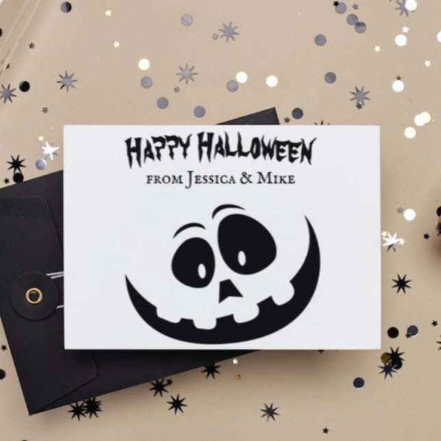 Spooky Jack O´ Lantern Happy Halloween From+ Names Rubber Stamp (Spooky Jack O´ Lantern Happy Halloween From+ Names Rubber Stamp)