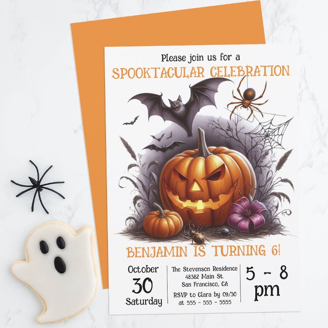 Spooky Jack o' Lantern Kid's Birthday Halloween Invitation (Creator Uploaded)