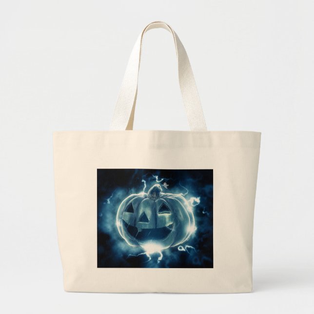Spooky Jack-o-Lantern Large Tote Bag (Front)