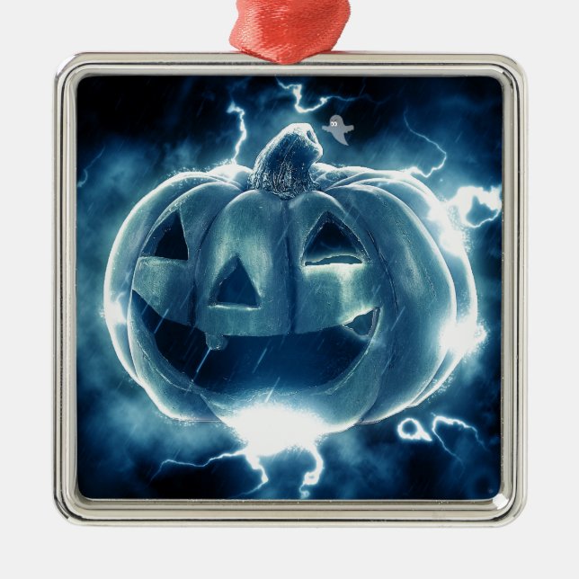 Spooky Jack-o-Lantern Metal Tree Decoration (Front)