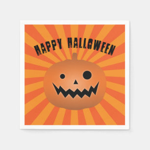 Spooky Jack O Lantern Pumpkin Halloween Party Napkin