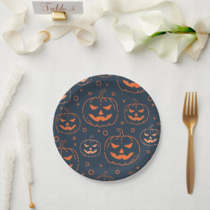 SPOOKY JACK-O-LANTERN PUMPKIN HALLOWEEN PARTY PAPER PLATE
