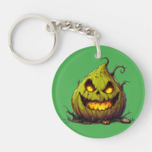 Spooky Jack O’Lantern Pumpkin with Glowing Eyes Key Ring