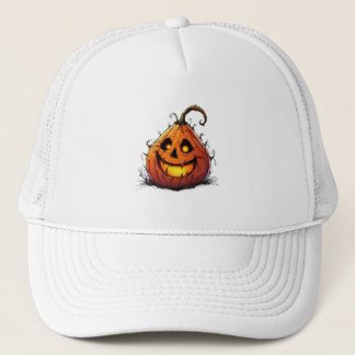 Spooky Jack O’Lantern Pumpkin with Glowing Eyes Trucker Hat