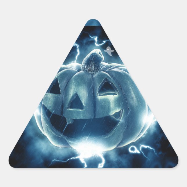 Spooky Jack-o-Lantern Triangle Sticker (Front)