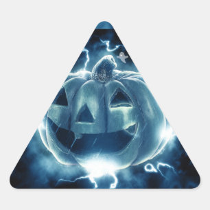 Spooky Jack-o-Lantern Triangle Sticker