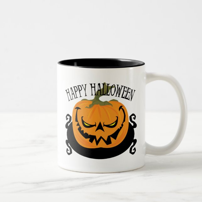 Spooky Jack-o-lantern Two-Tone Mug (Right)