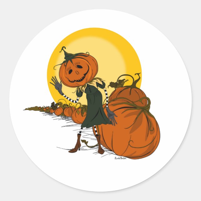 Spooky Jack o Lantern Vintage Halloween Sticker (Front)
