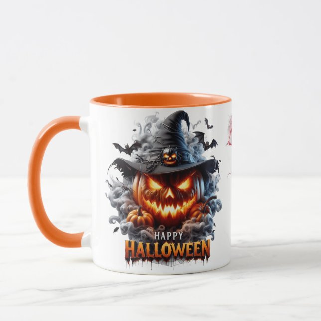 Spooky Jack-O'-Lantern Witch– Happy Halloween Mug (Left)