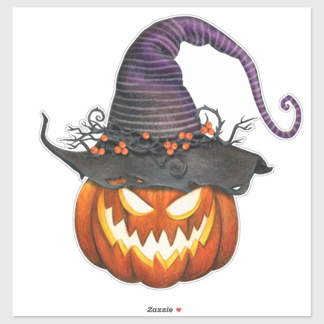 Spooky Jack-O-Lantern with Witches Hat (Sheet)