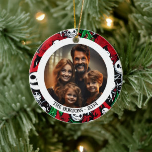 Spooky Jack O'Lantern Family Photo Ceramic Ornament
