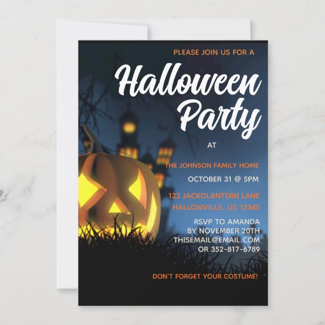 Spooky Jackolantern Personalised Halloween Party Invitation (Front)