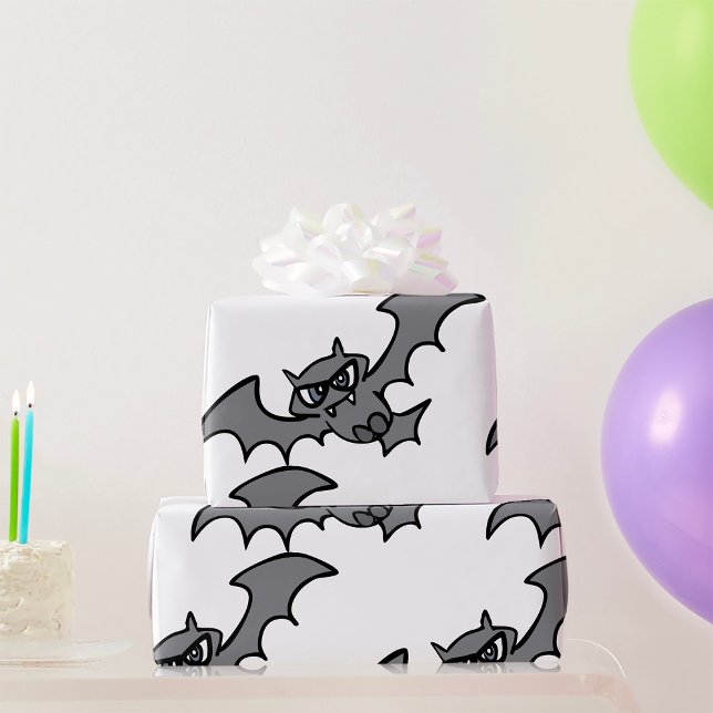 Spooky Kawaii Evil Vampire Bat Wrapping Paper (Creator Uploaded)