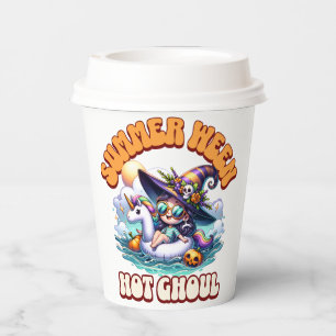 Spooky Kawaii Summerween Witch on Unicorn Float Paper Cups