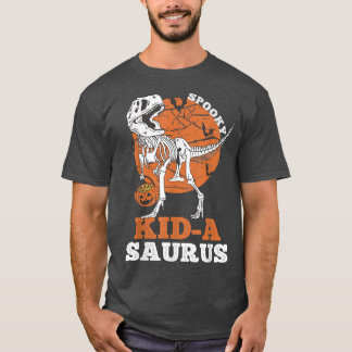 Spooky KidA Saurus Dinosaur Skeleton T re Pumpkin  T-Shirt