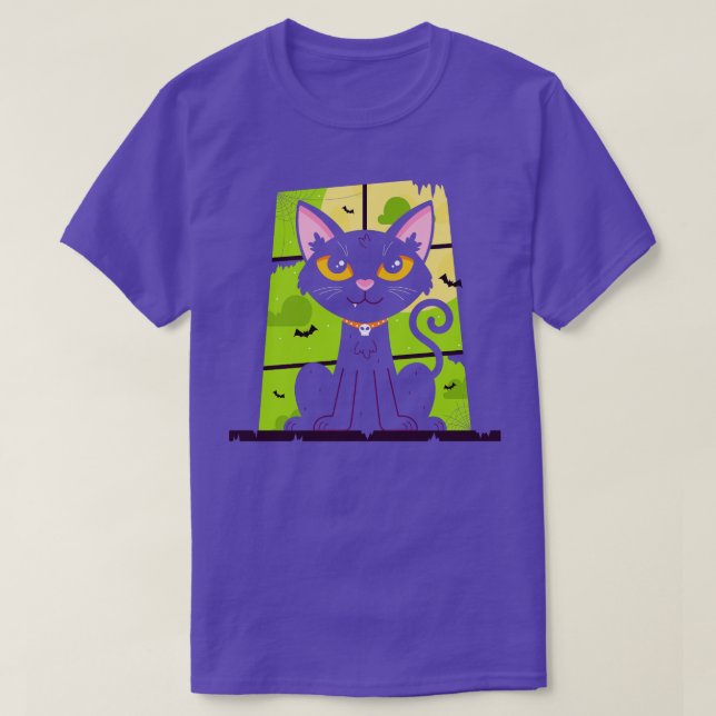 Spooky Kitten Window T-Shirt (Design Front)