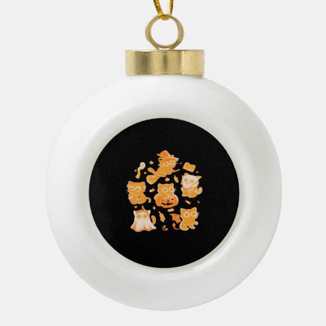 Spooky Kittens Classic T-Shirt Ceramic Ball Christmas Ornament (Front)