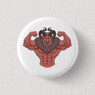 Spooky Krampus Christmas Flexing Muscle Fitness 3 Cm Round Badge
