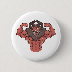 Spooky Krampus Christmas Flexing Muscle Fitness 6 Cm Round Badge