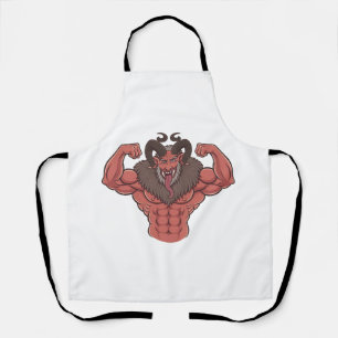 Spooky Krampus Christmas Flexing Muscle Fitness Apron