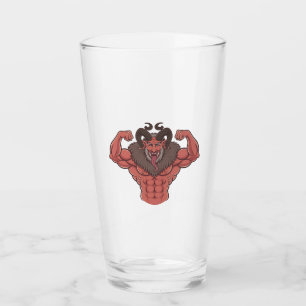 Spooky Krampus Christmas Flexing Muscle Fitness Glass
