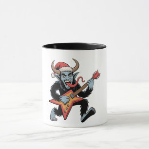 Spooky Krampus Guitar Electric Rock Christmas Mug