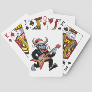 Spooky Krampus Guitar Electric Rock Christmas Playing Cards