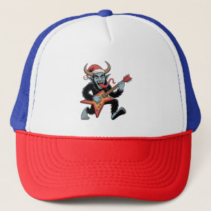 Spooky Krampus Guitar Electric Rock Christmas Trucker Hat