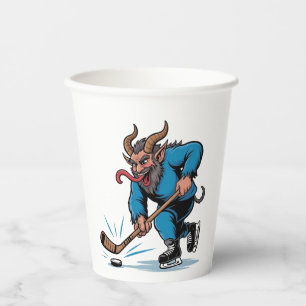Spooky Krampus Playing Ice Hockey Christmas  Paper Cups