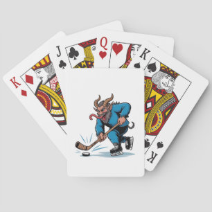 Spooky Krampus Playing Ice Hockey Christmas  Playing Cards