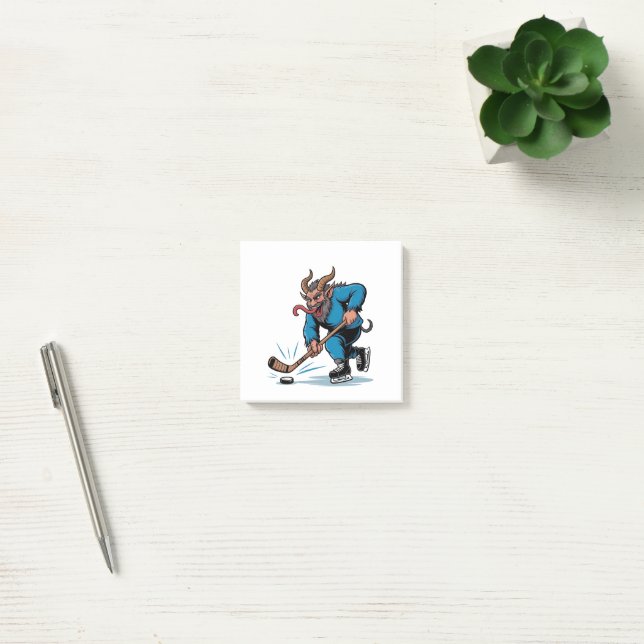 Spooky Krampus Playing Ice Hockey Christmas  Post-it Notes (Office)