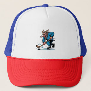 Spooky Krampus Playing Ice Hockey Christmas  Trucker Hat
