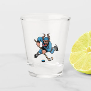 Spooky Krampus Playing Ice Hockey Sport  Shot Glass