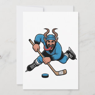 Spooky Krampus Playing Ice Hockey Sport  Thank You Card