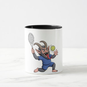 Spooky Krampus Playing Tennis Christmas  Mug