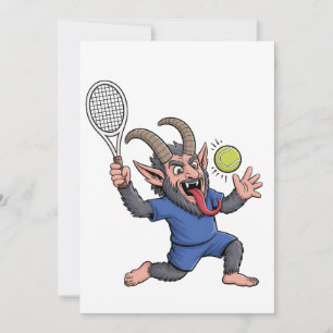 Spooky Krampus Playing Tennis Christmas  Save The Date