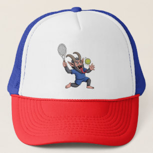Spooky Krampus Playing Tennis Christmas  Trucker Hat