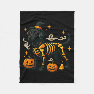 Spooky Labrador Retriever Dog Witch Hat Halloween Fleece Blanket